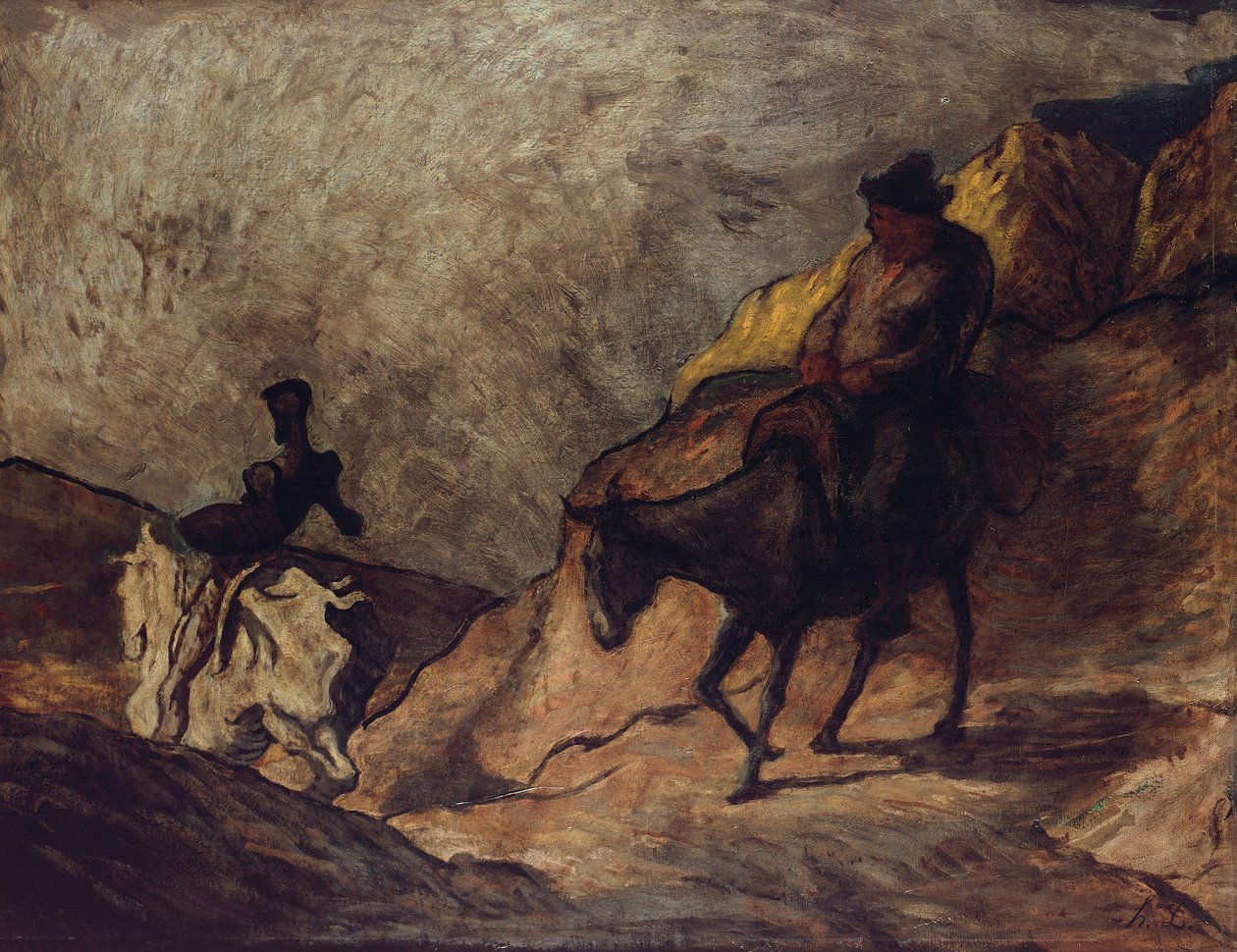 Don Quijote ja Sancho Panza, 1866-1867 tekijältä Honoré Daumier