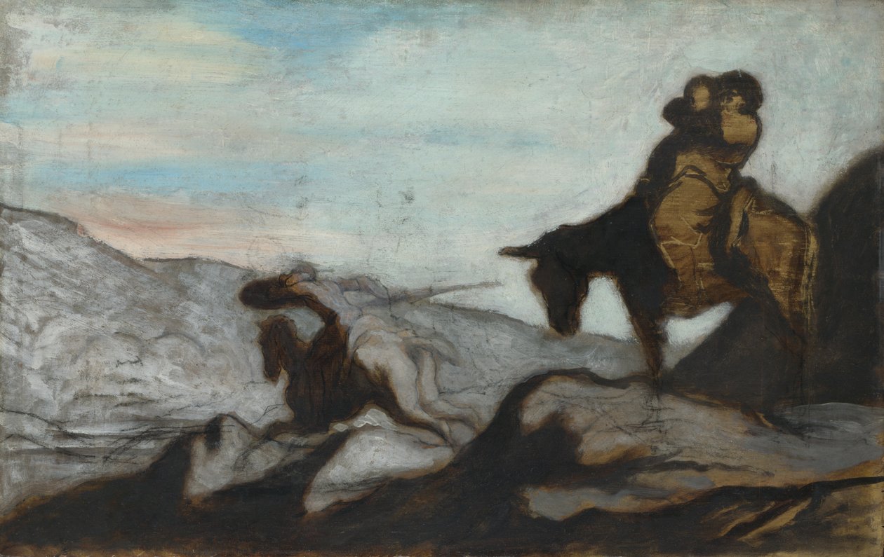 Don Quijote ja Sancho Panza, noin 1855 tekijältä Honoré Daumier