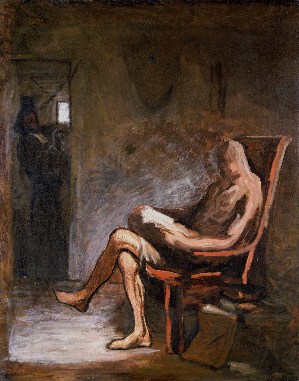 "Don Quijoten lukeminen", 1865-67 tekijältä Honoré Daumier