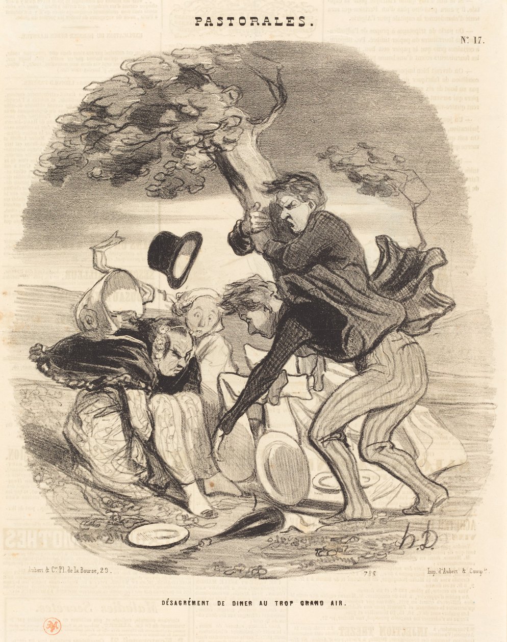 Epämukavuus ruokailusta ulkoilmassa tekijältä Honoré Daumier