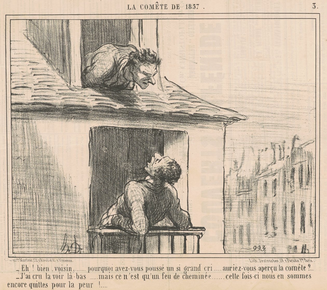 Hei! No, naapuri... miksi työnsit... tekijältä Honoré Daumier
