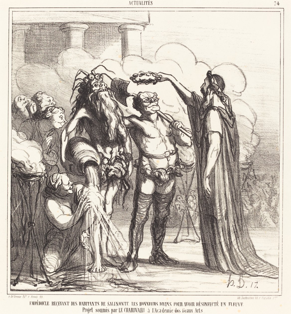 Empedokles saa... jumalallisia kunnianosoituksia... tekijältä Honoré Daumier