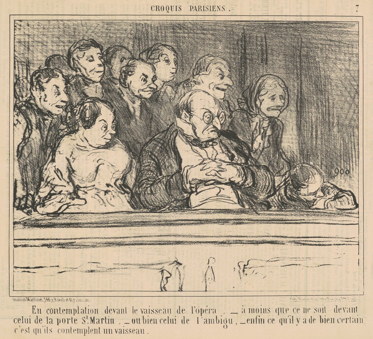Mietityksissä oopperan laivan edessä tekijältä Honoré Daumier