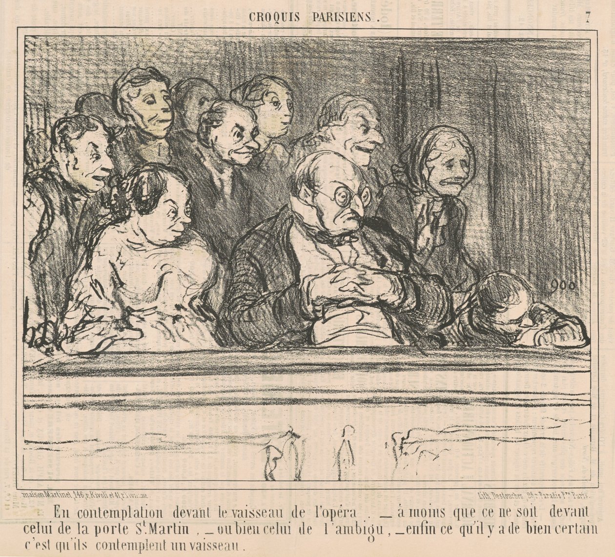 Mietityksissä oopperan laivan edessä tekijältä Honoré Daumier