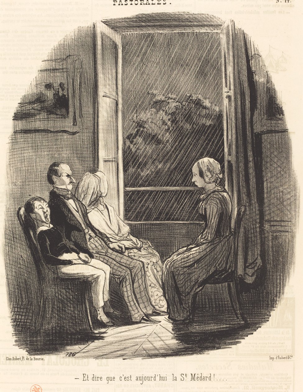 Ja ajatella, että tänään on Saint-Médard! tekijältä Honoré Daumier
