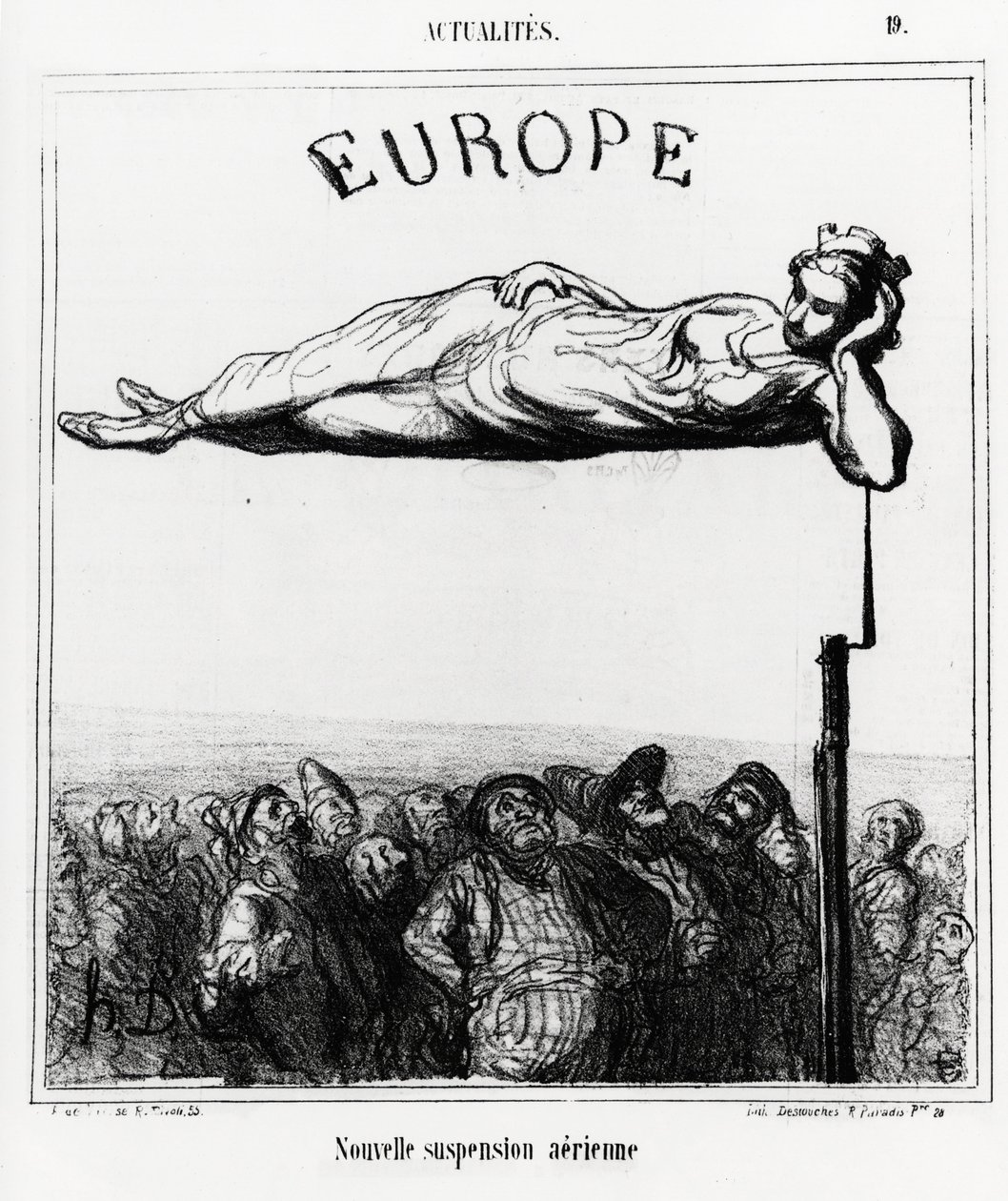 Eurooppa: uusi ilmajousitus. Kuva Honore Daumierista (1808-1879), julkaistu uutisissa, "" Charivari", päivämäärä 7. helmikuuta 1867. tekijältä Honoré Daumier