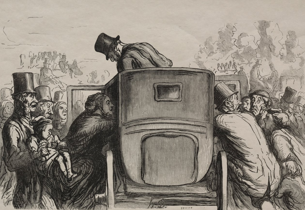 Universaali näyttely: Letranger löytää kaikki mahdollisuudet palata hotelliinsa. tekijältä Honoré Daumier
