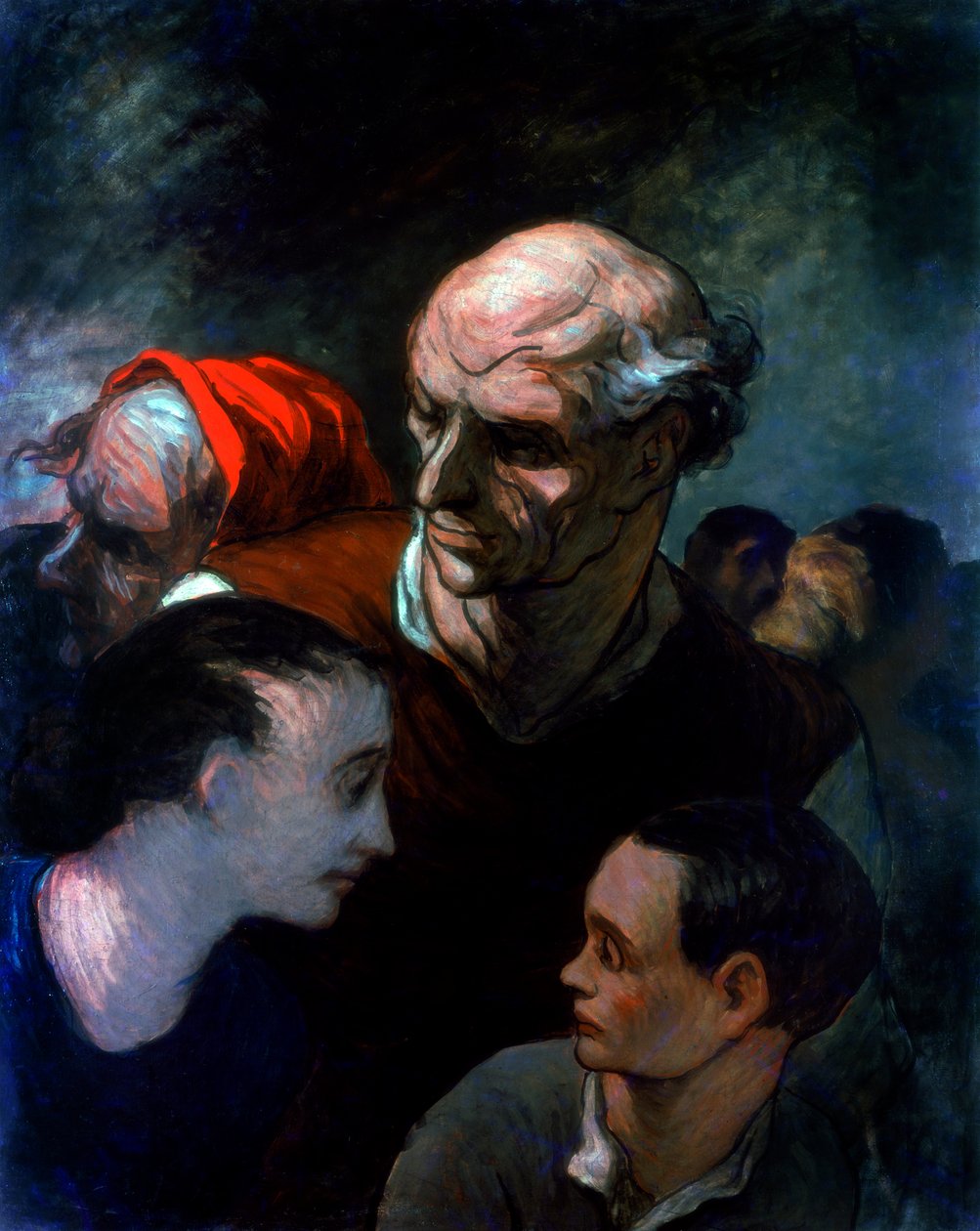 Perhe barrikadilla Pariisin kommuunin aikana, 1870 tekijältä Honoré Daumier