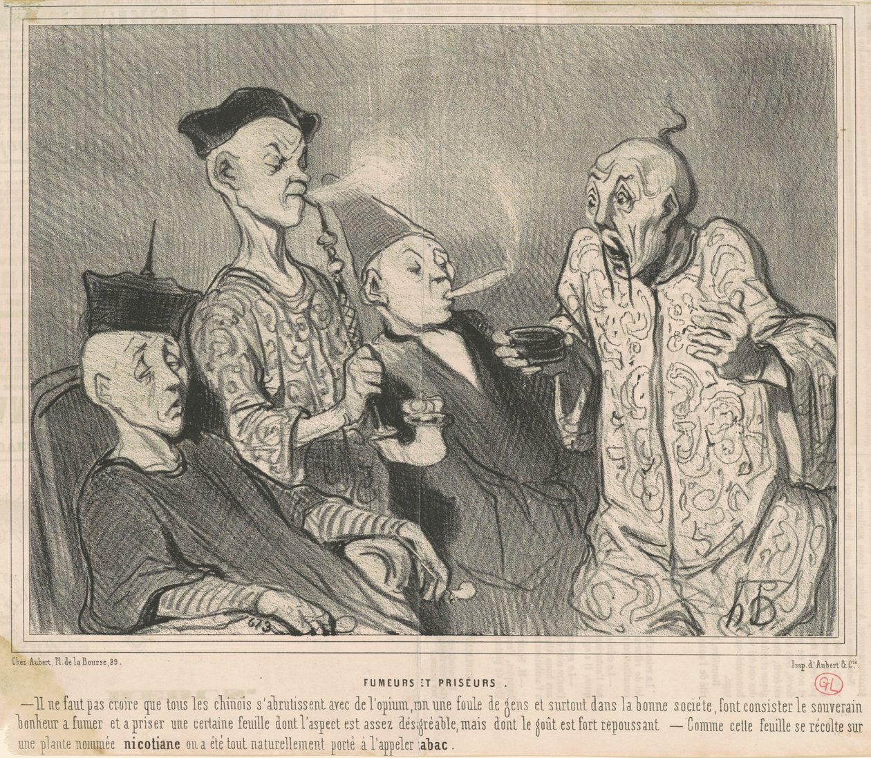 Tupakoitsijat ja nuuskatut tekijältä Honoré Daumier