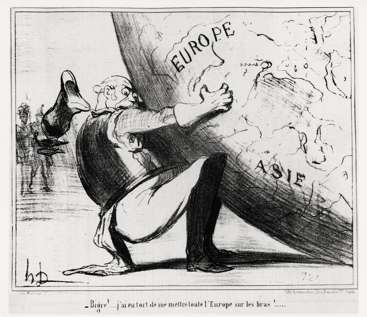 Saksa: bigre!... Tein väärin, kun annoin koko Euroopan käsiini. Kuvitus Honore Daumier (1808-1879), julkaistu uutisissa, "" Charivari", päivätty 25. tammikuuta tekijältä Honoré Daumier