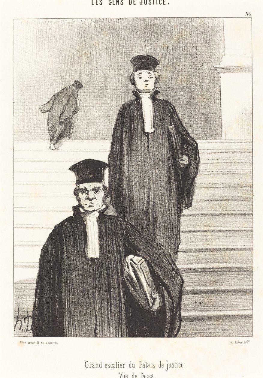 Oikeustalon suuret portaat. Edestä tekijältä Honoré Daumier