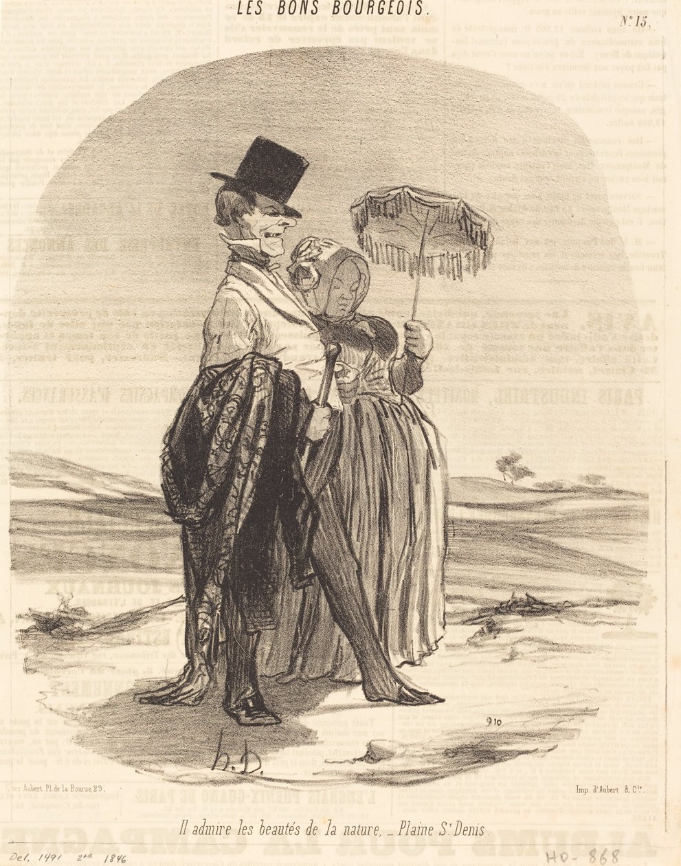 Hän ihailee luonnon kauneutta - Plaine St. Denis tekijältä Honoré Daumier