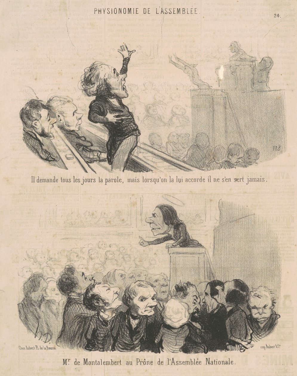 Hän pyytää puheenvuoroa joka päivä... tekijältä Honoré Daumier