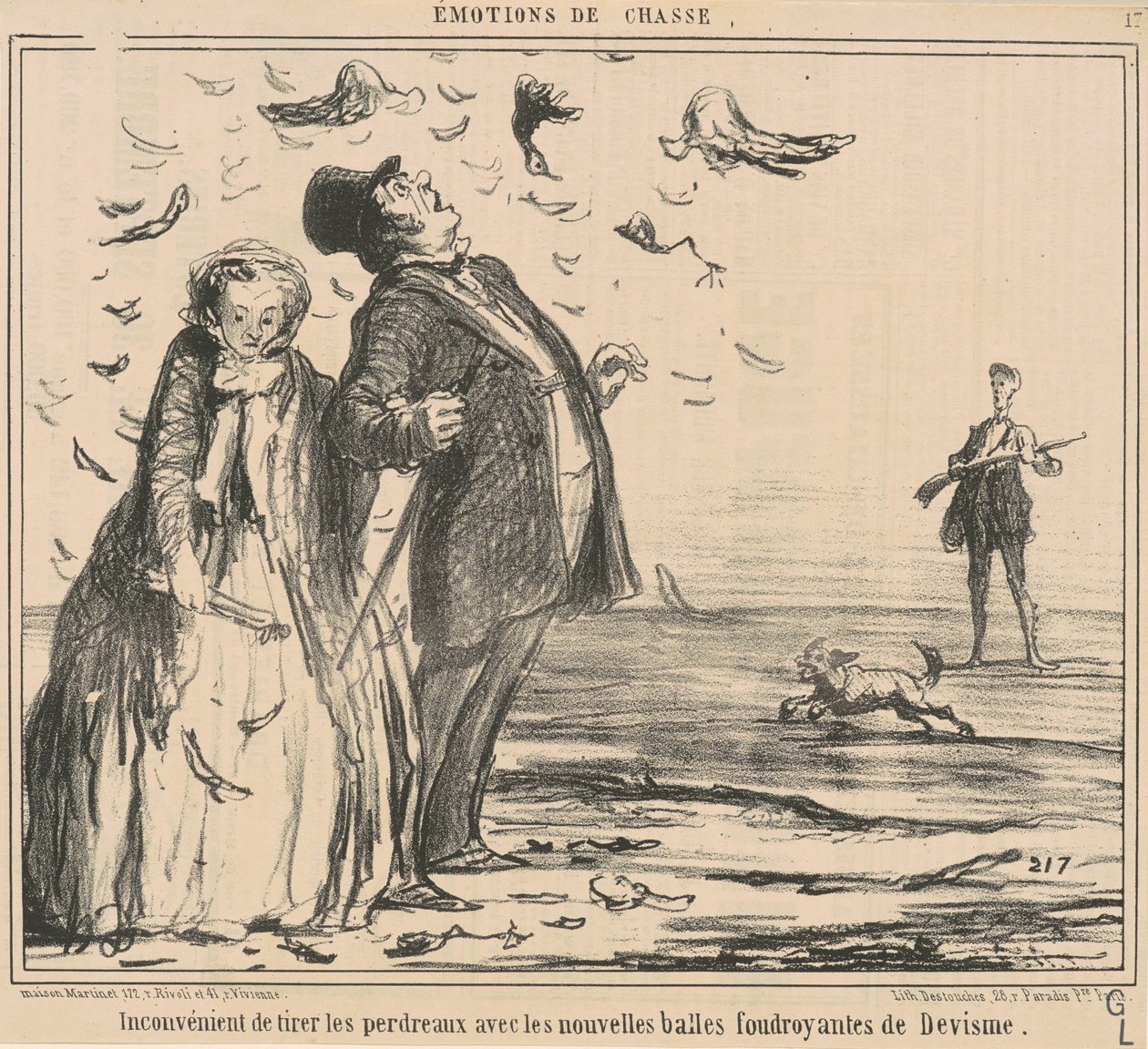 Huono puoli peltopyyn vetämisessä... tekijältä Honoré Daumier