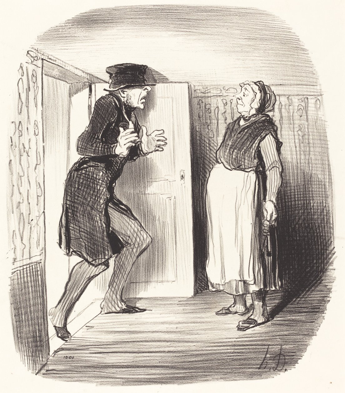 Epäkohta puolikerroksessa vierailemisesta ilman varovaisuutta... tekijältä Honoré Daumier