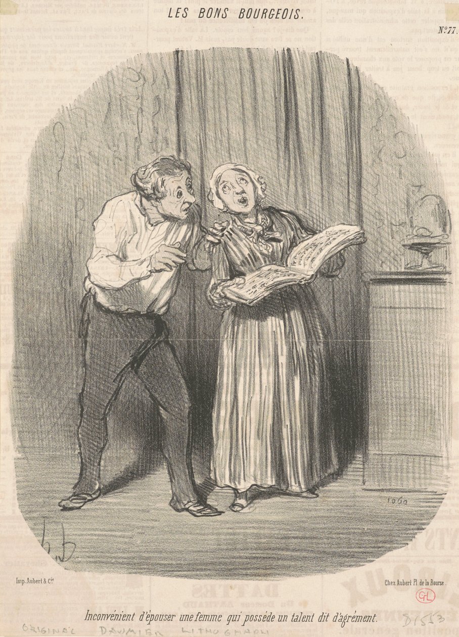 Haittana on mennä naimisiin naisen kanssa, jolla on kykyjä nauttia tekijältä Honoré Daumier