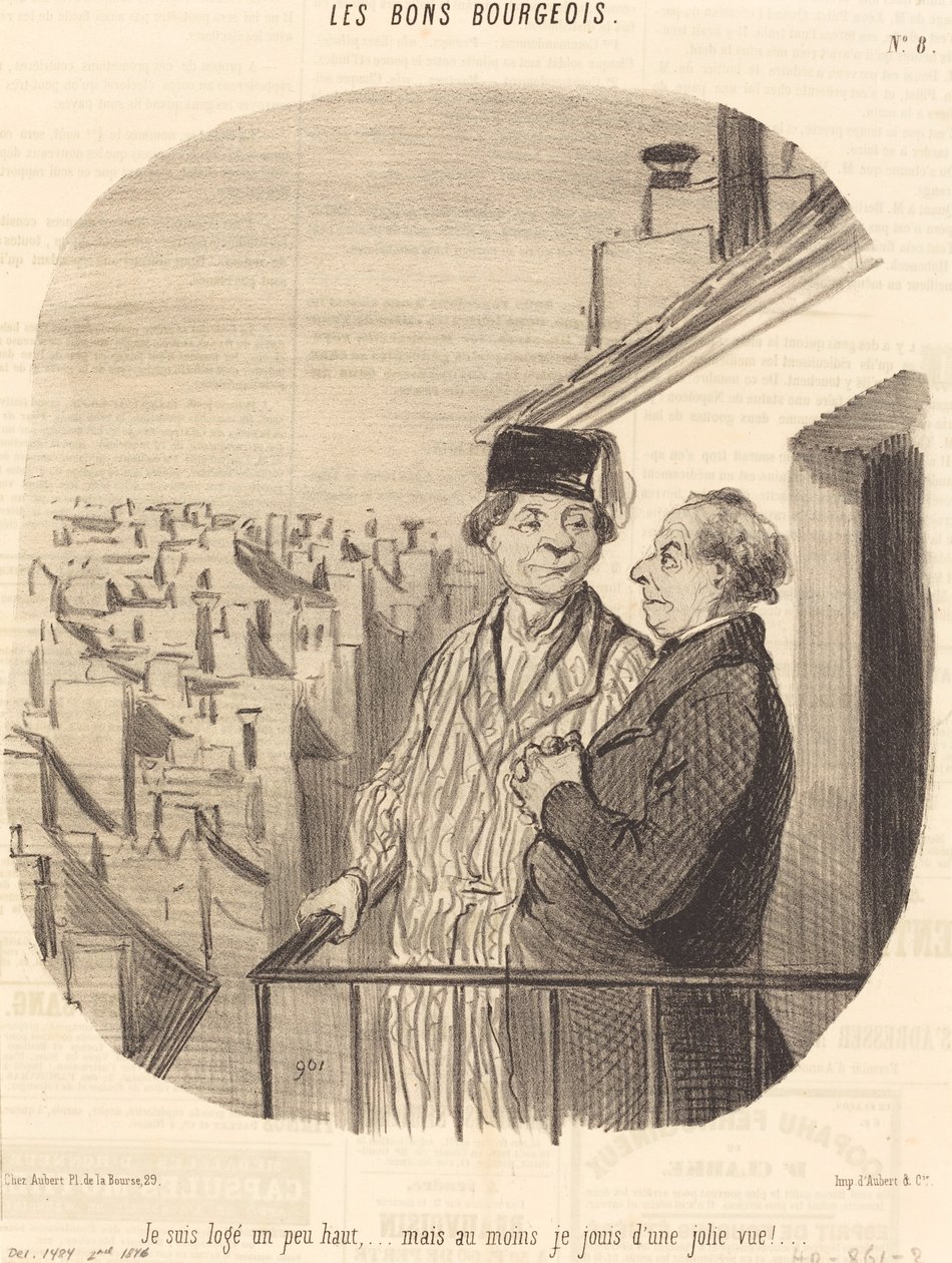 Olen hieman korkealla... mutta... Nautin kauniista näkymistä! tekijältä Honoré Daumier