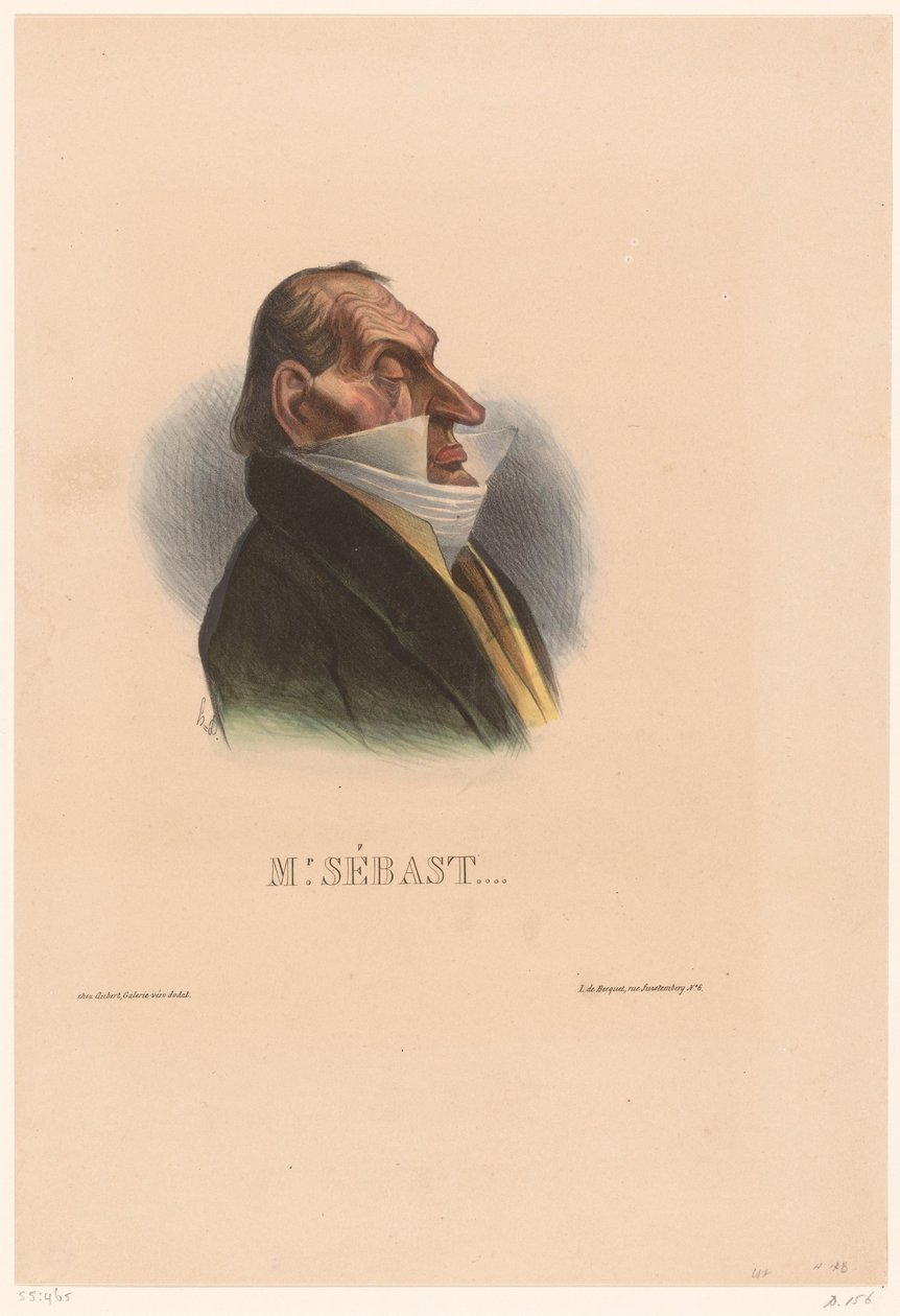 Karikatyyri Horace Sébastianista Herra. Sebast (otsikko esineessä) tekijältä Honoré Daumier