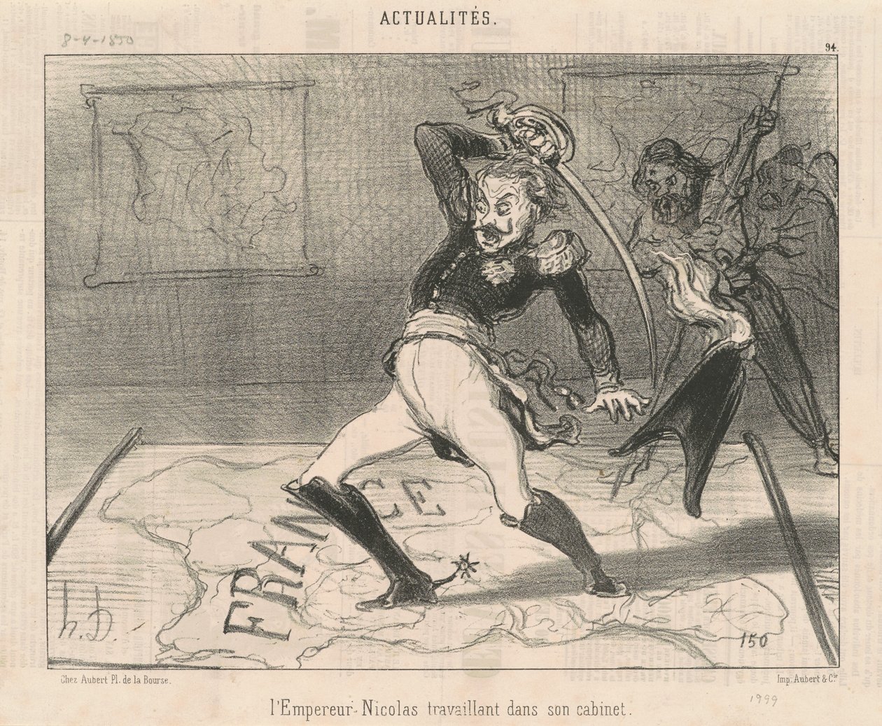 Keisari Nikolaus työskentelee kabinetissaan tekijältä Honoré Daumier