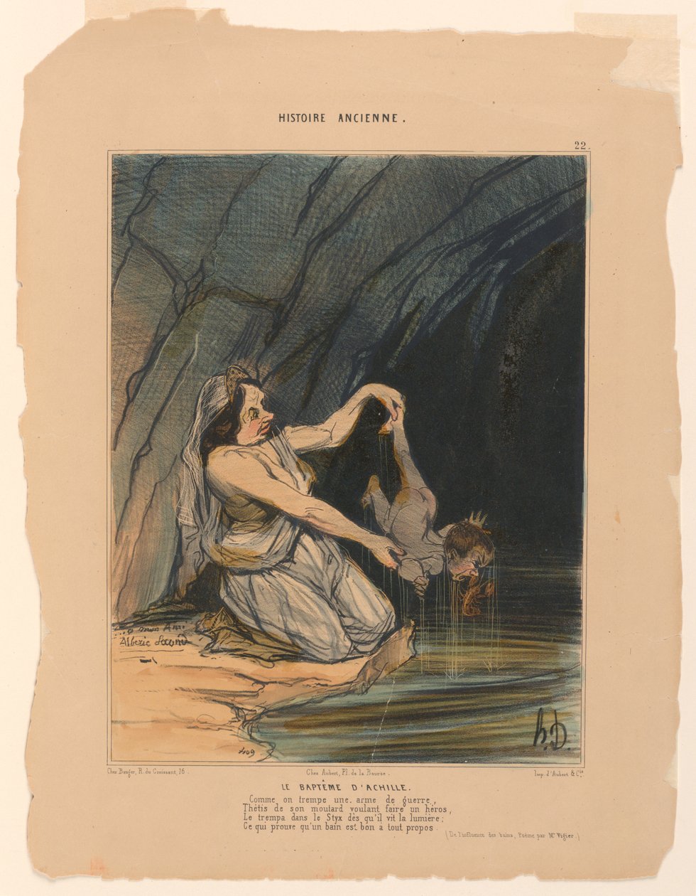 Akilleuksen kaste, levy 22 muinaisesta historiasta tekijältä Honoré Daumier