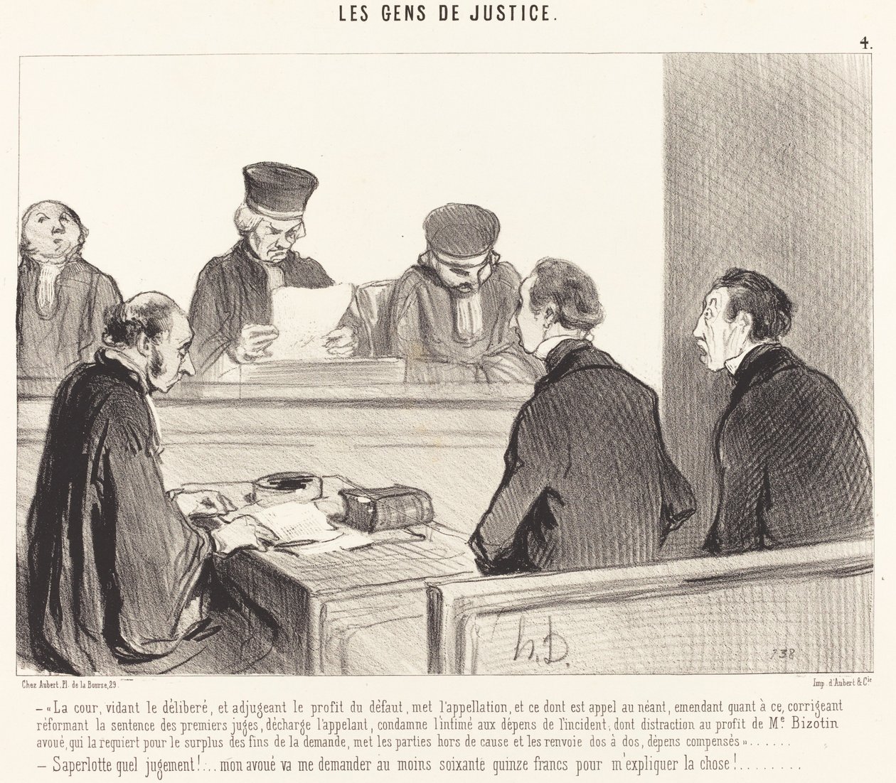 Tuomioistuin tyhjensi keskustelun... tekijältä Honoré Daumier