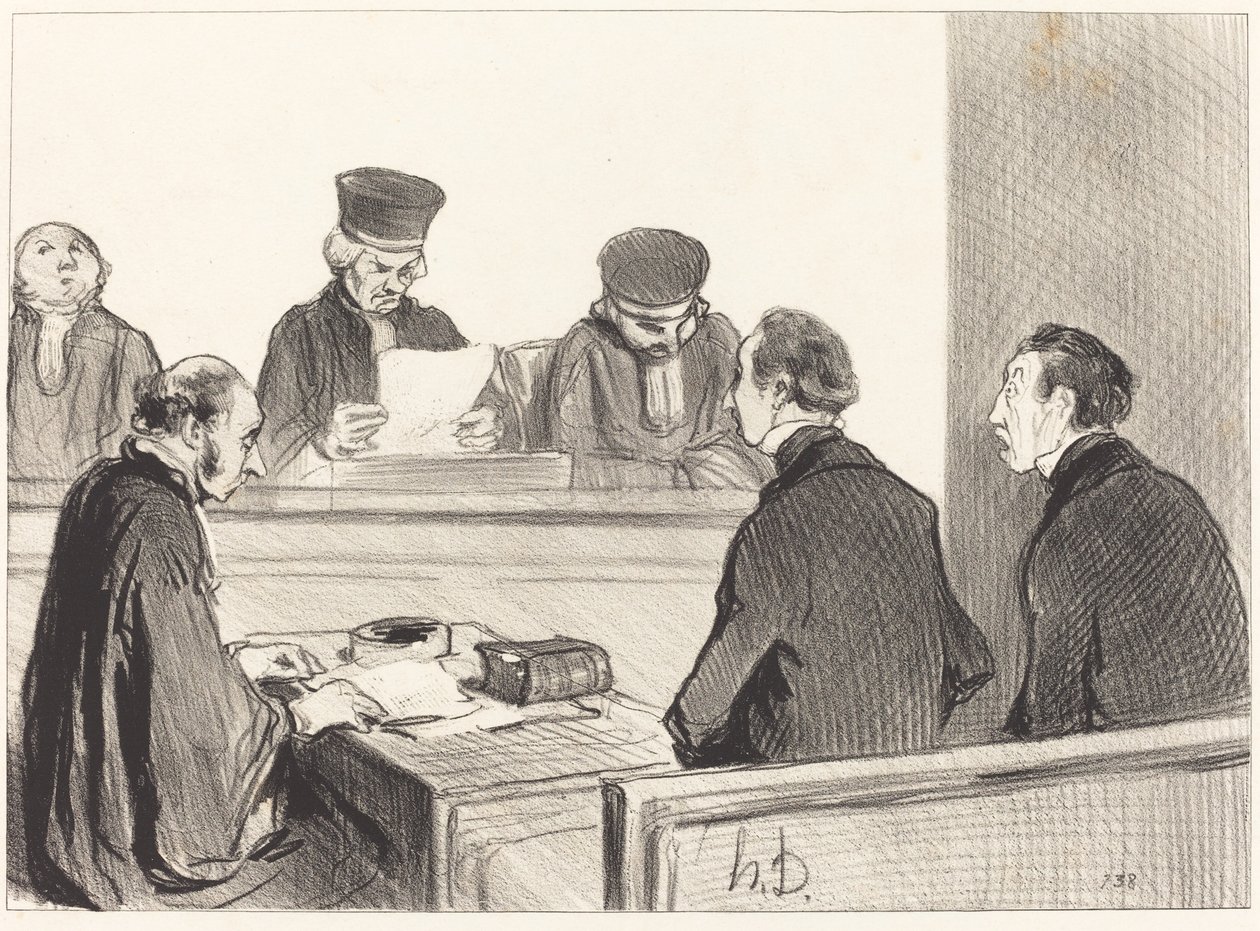 Tuomioistuin tyhjensi keskustelun... tekijältä Honoré Daumier