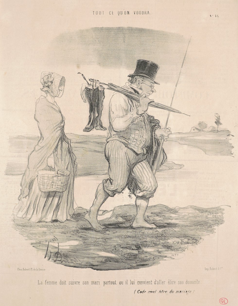 Vaimon pitäisi seurata miestään... tekijältä Honoré Daumier