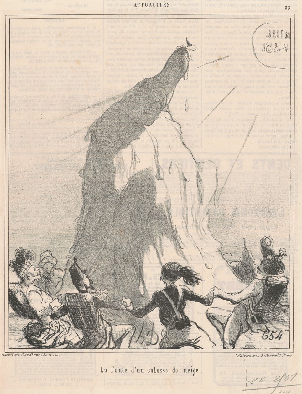 Lumikolossin sulaminen tekijältä Honoré Daumier