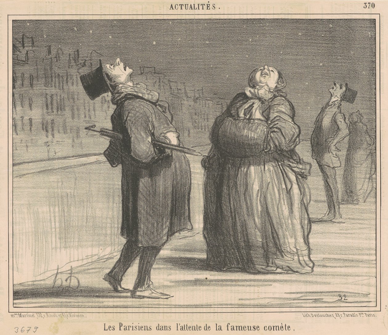Pariisilaiset odottavat komeetta tekijältä Honoré Daumier