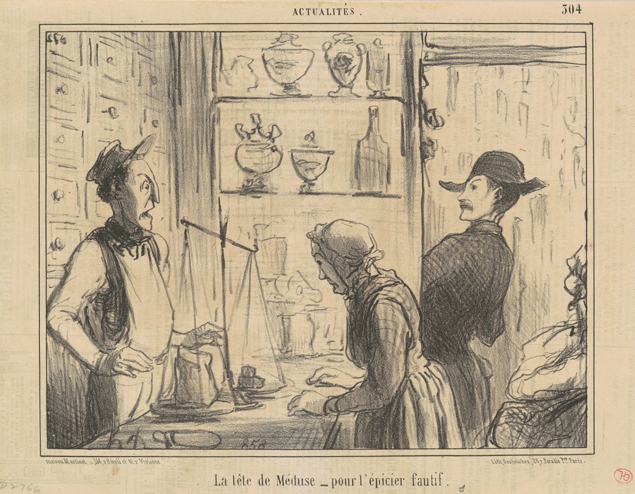 Medusan pää loukkaavalle ruokakauppiaalle tekijältä Honoré Daumier