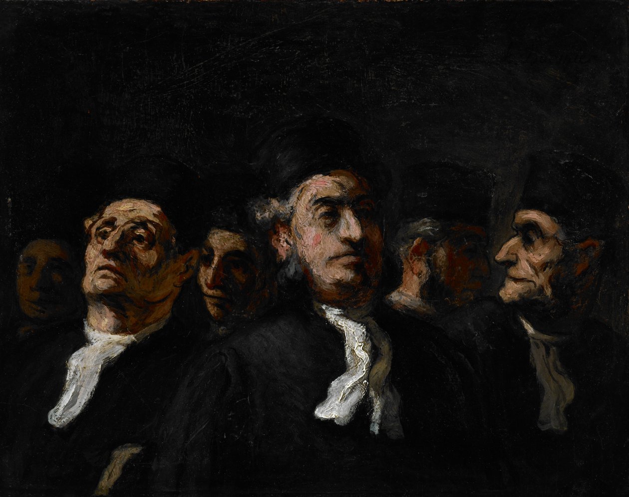 Asianajajien kokous, n. 1860 tekijältä Honoré Daumier