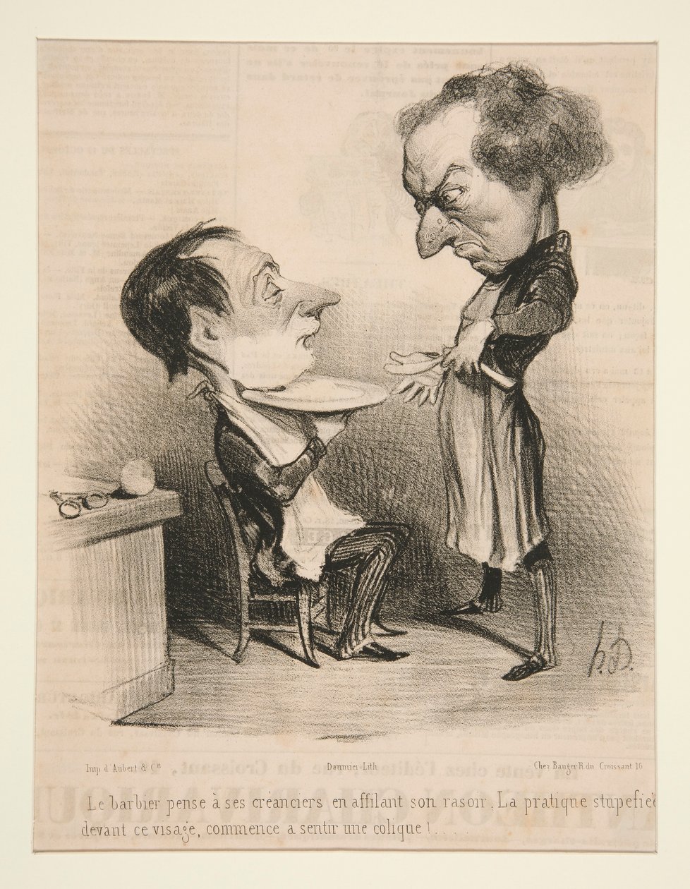 Parturi ajattelee velkojiaan tekijältä Honoré Daumier