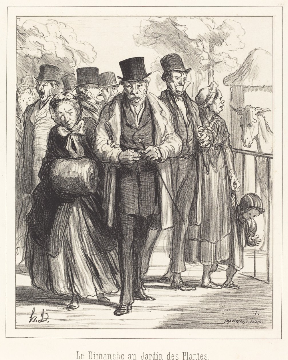 Sunnuntaina Jardin des Plantesissa tekijältä Honoré Daumier