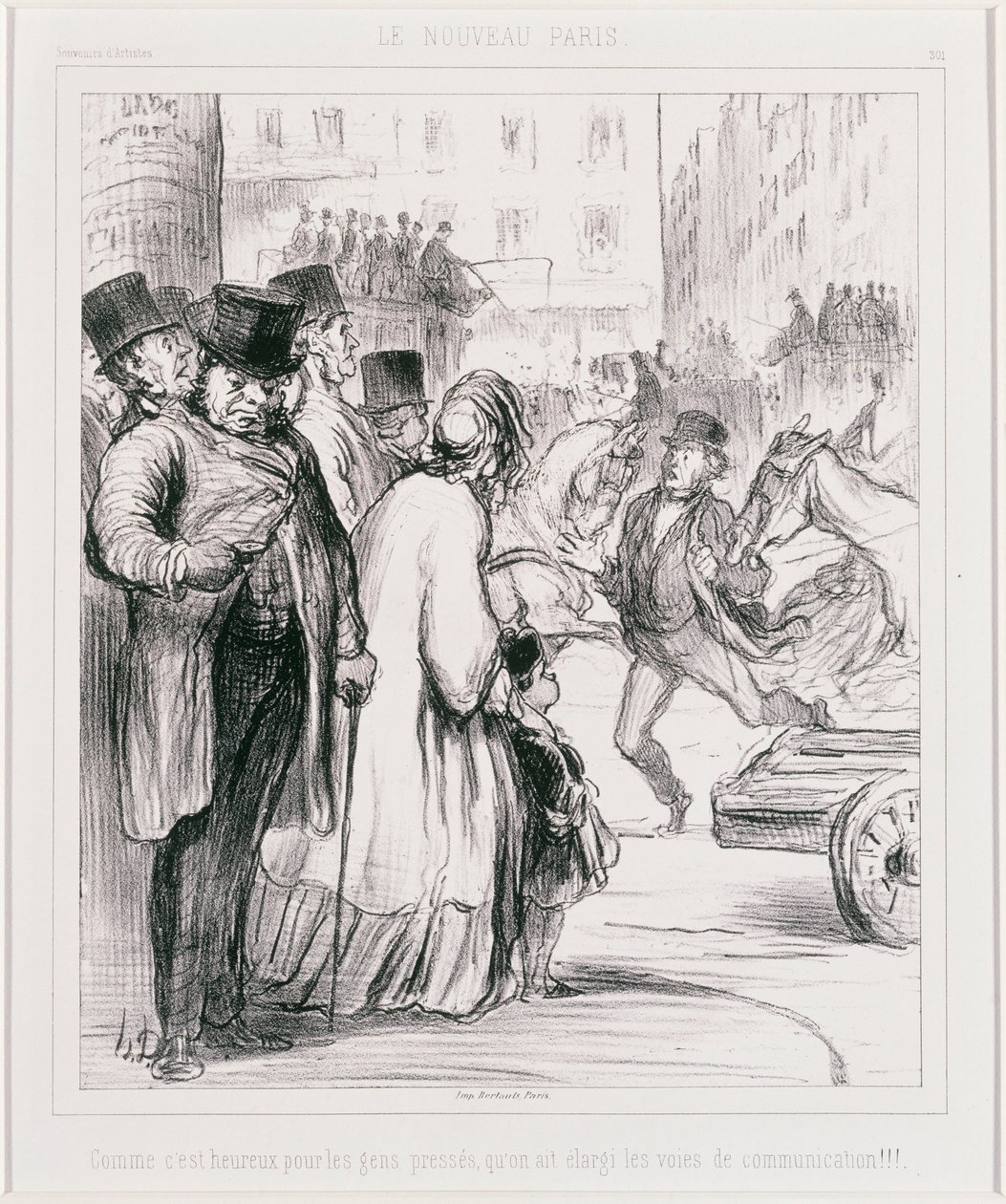 Le Nouveau Paris: Kuinka onneksi kiireisille ihmisille onkaan, että teitä on levennetty (The New Paris). tekijältä Honoré Daumier