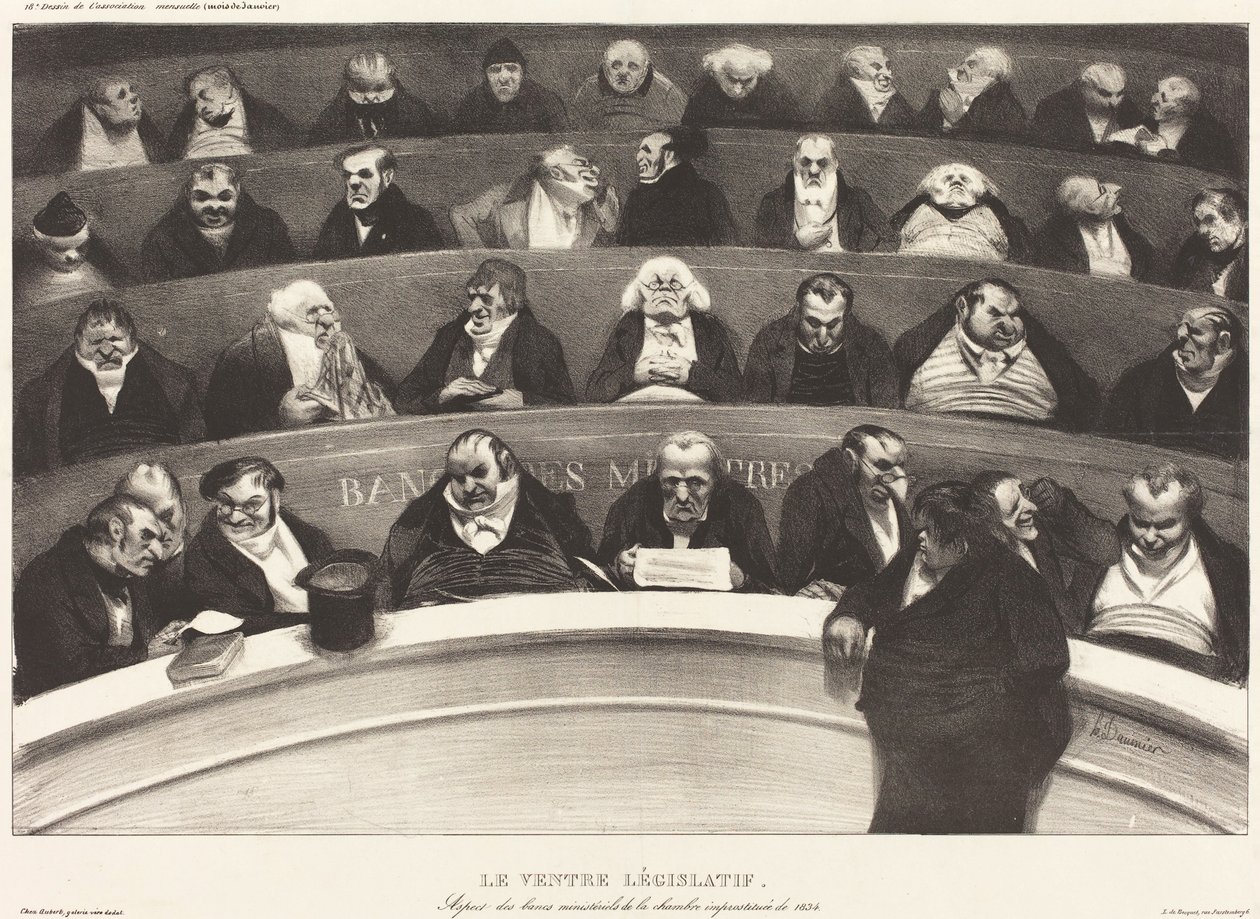Lainsäädäntöä koskeva vatsa tekijältä Honoré Daumier