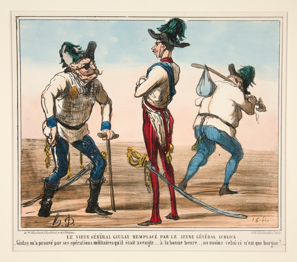 Vanha kenraali Giulay korvattiin nuorella kenraali Schlickillä tekijältä Honoré Daumier