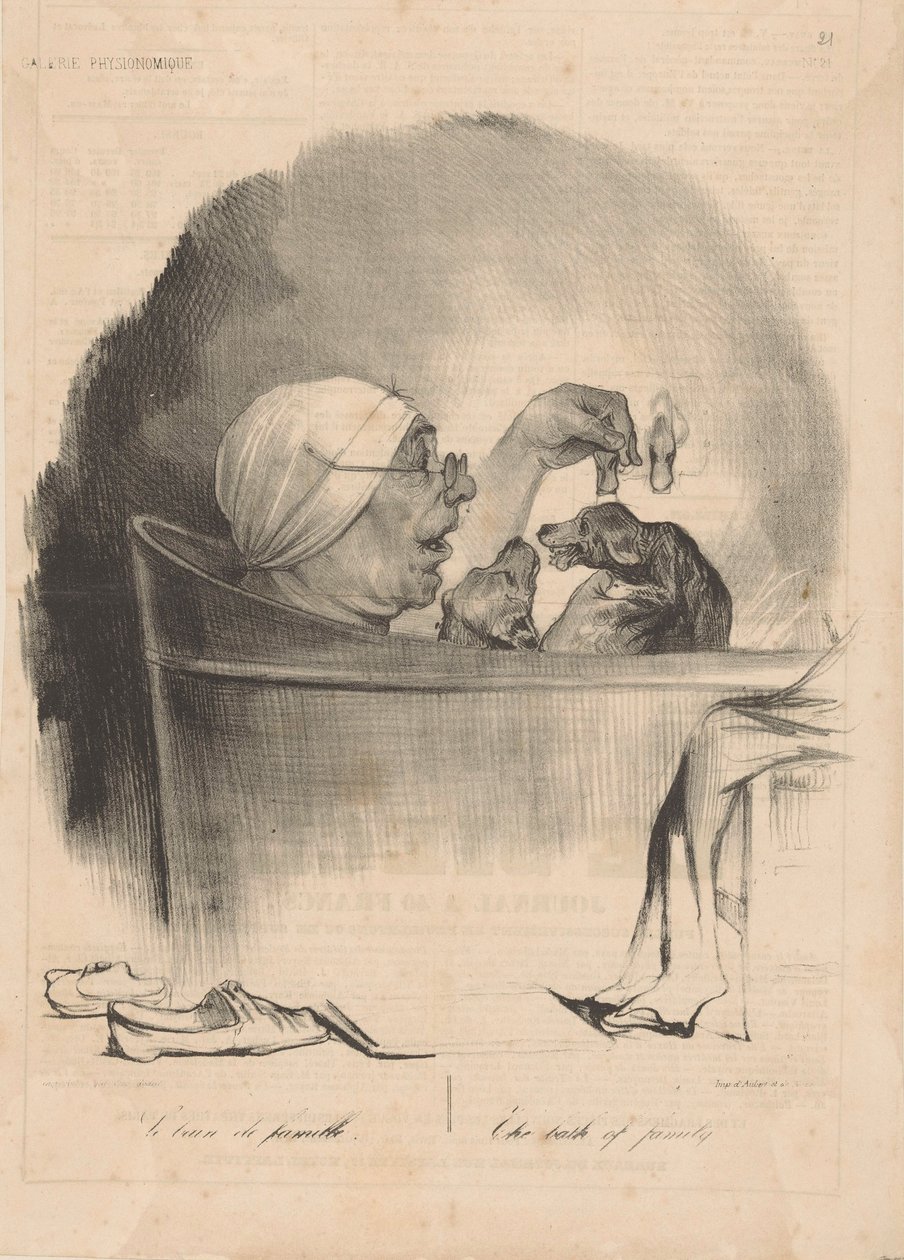 Le bain de famille Perhekylpy, 1837. tekijältä Honoré Daumier