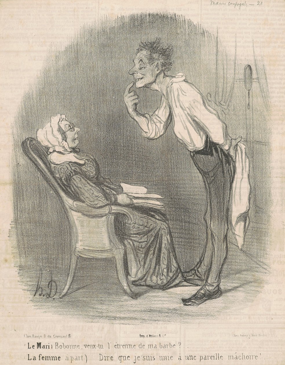 Aviomies. Bobonne, haluatko parrani lahjaksi? tekijältä Honoré Daumier