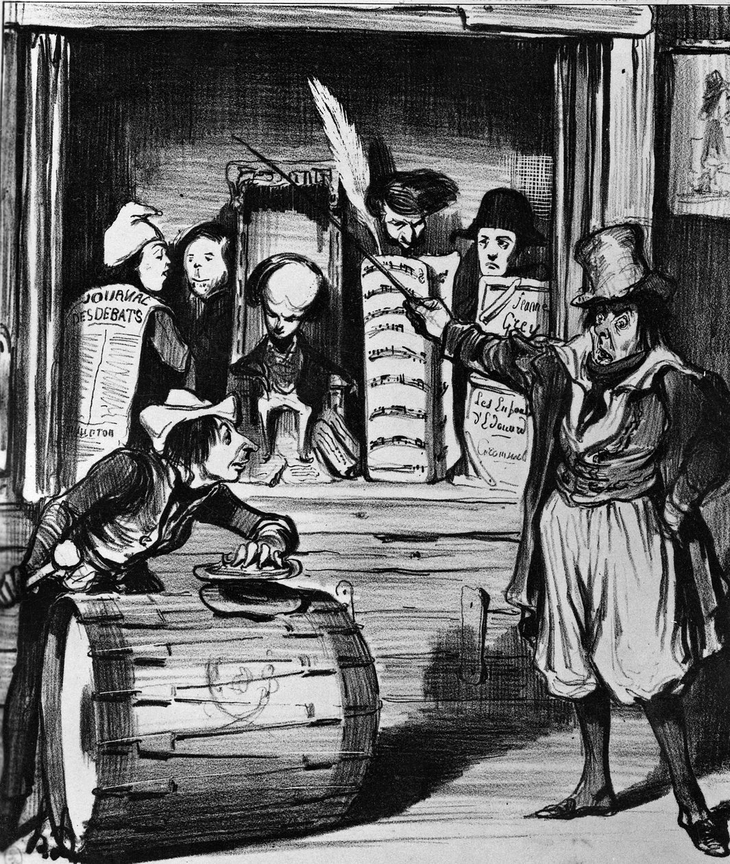 "Les Saltimbanques", kuvitus "La caricature" -lehdestä, 28. huhtikuuta 1839 (litho) tekijältä Honoré Daumier