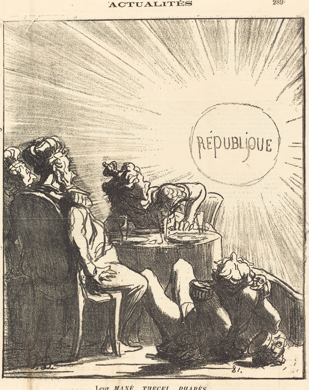 Heidän Mané, Thecel, Pharès tekijältä Honoré Daumier