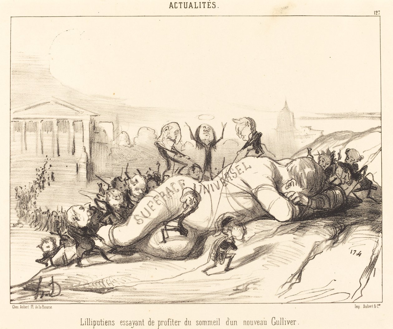 Liliputilaiset yrittävät nauttia unesta... tekijältä Honoré Daumier