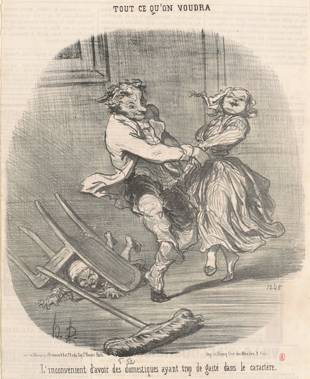 Huono puoli palvelijoiden käytössä... tekijältä Honoré Daumier