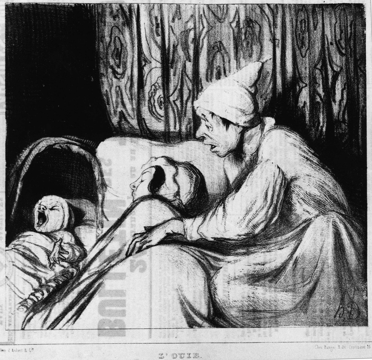 Kuulo: sarja viidestä aistista, Honore Daumier (1808-1879). "" Charivari "" tekijältä Honoré Daumier