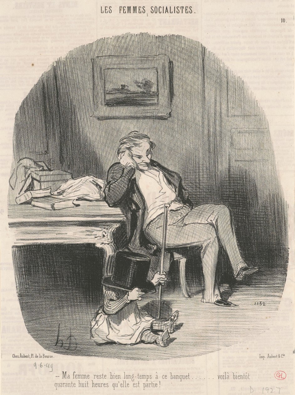 Vaimoni viipyy pitkään tässä juhlassa... tekijältä Honoré Daumier