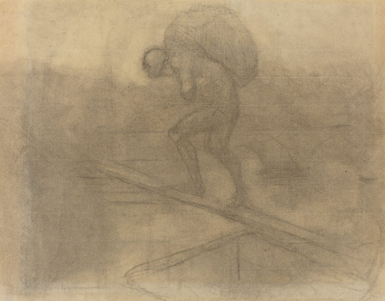 Mies kantaa säkkiä tekijältä Honoré Daumier
