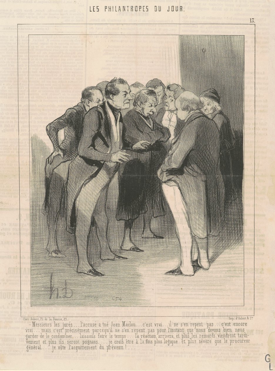 Valamiehistön herrat... syytetty tappoi Jean Macloun... tekijältä Honoré Daumier