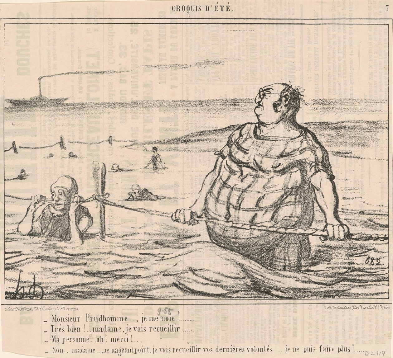 Monsieur Prudhomme... Olen hukkumassa! ... tekijältä Honoré Daumier