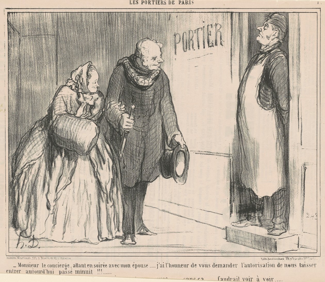 Herra concierge, menossa illalla tekijältä Honoré Daumier
