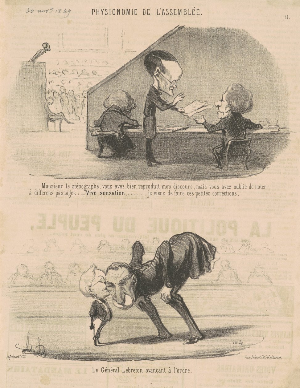 Herra stenografi... tekijältä Honoré Daumier