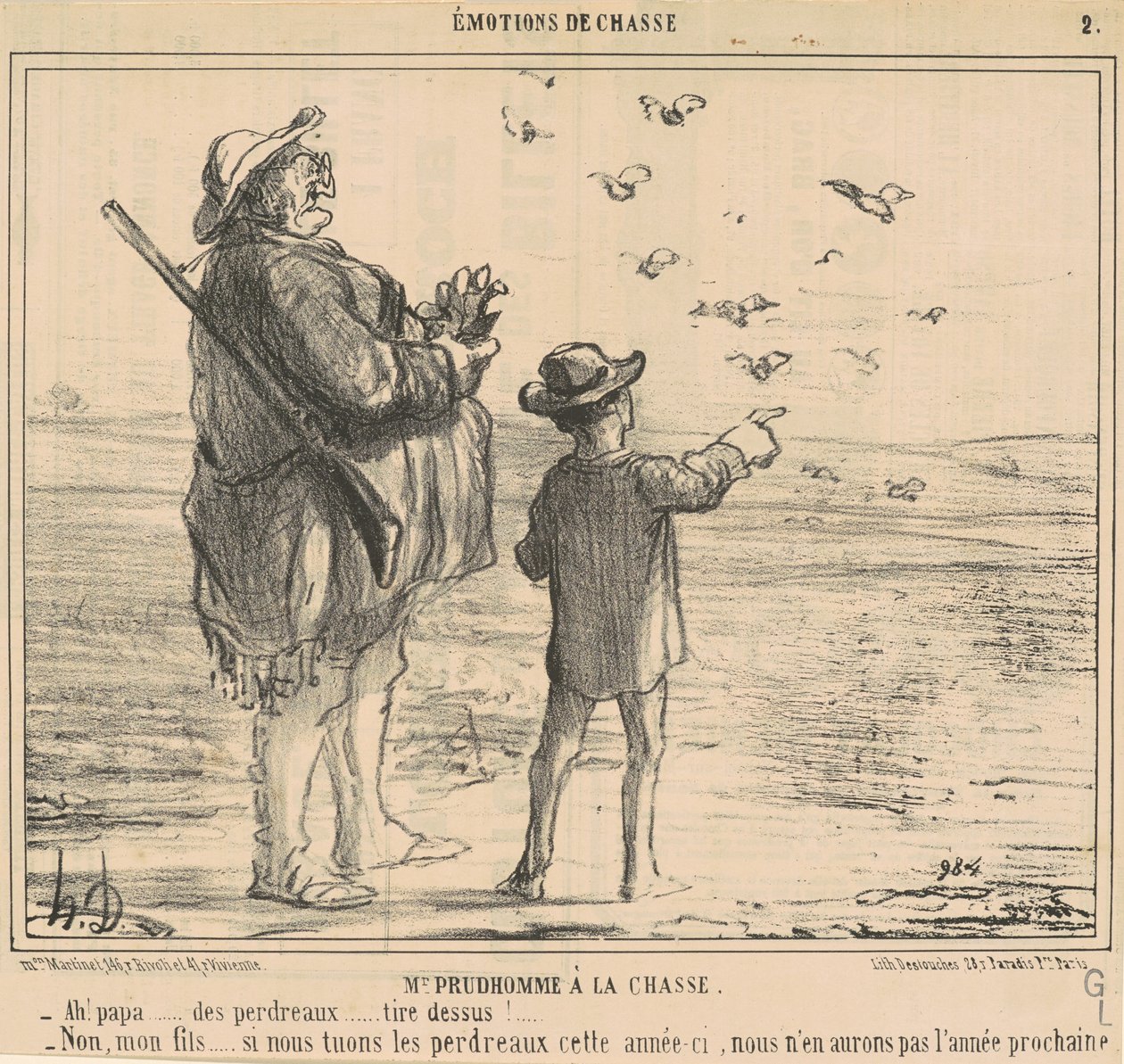 Herra Prudhomme metsästämässä tekijältä Honoré Daumier